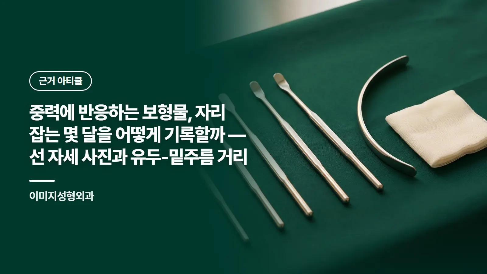 중력에 반응하는 보형물, 자리 잡는 몇 달을 어떻게 기록할까 — 선 자세 사진과 유두-밑주름 거리